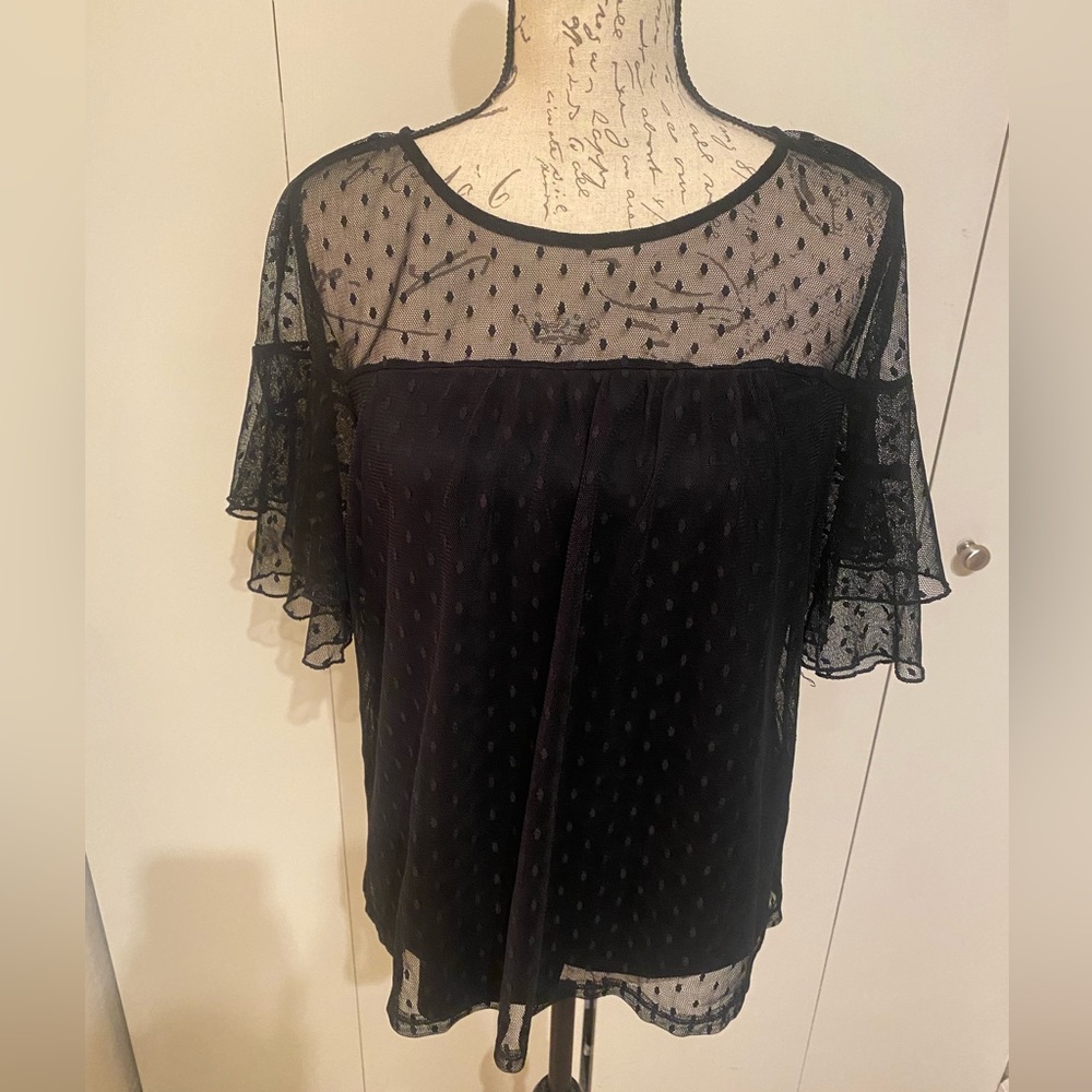 AUW black polka dot blouse